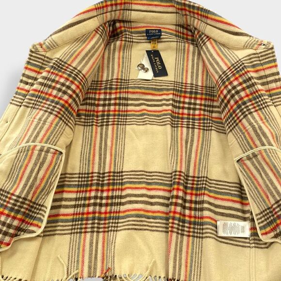 Polo Ralph Lauren Plaid Fringe-Trim Womens Shirt Jacket size Medium New - Picture 6 of 9